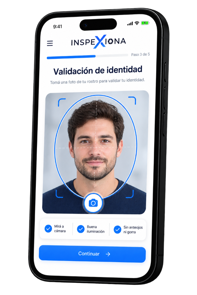 Validación de identidad biométrica en smartphone InspeXiona